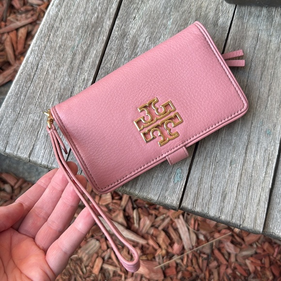 Tory Burch Rose w/Gold (Pink Magnolia Britten) Soft Leather Wallet/Wristlet - Picture 14 of 15